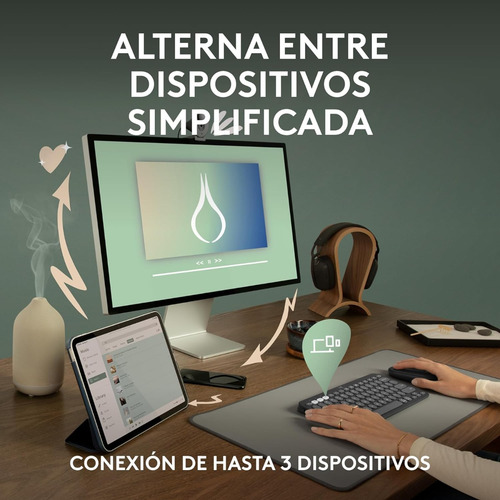 Teclado Bluetooth Logitech Pebble Keys 2 K380S Qwerty Teclado Rosado Idioma Español 3