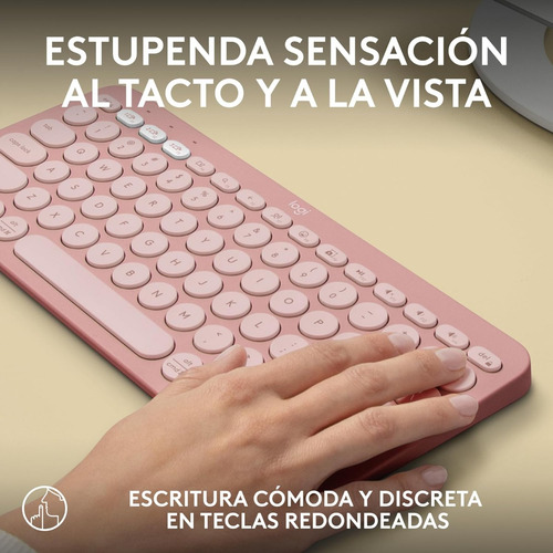 Teclado Bluetooth Logitech Pebble Keys 2 K380S Qwerty Teclado Rosado Idioma Español 5