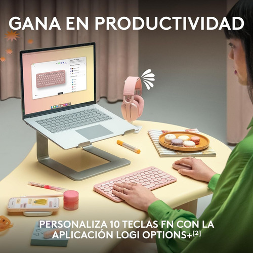 Teclado Bluetooth Logitech Pebble Keys 2 K380S Qwerty Teclado Rosado Idioma Español 7