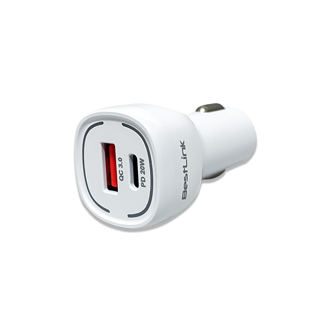 Cargador De Auto Qc+Pd20W C/Cable Usb C Color Blanco / Mod. Bl-Chcr20W 3