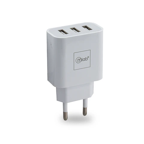 Cargador De Pared Certificado 3 Puertos Usb 220V Blanco