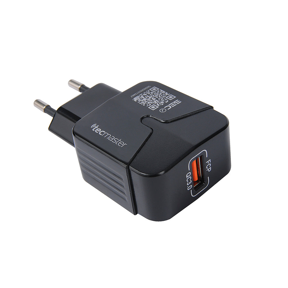 Cargador De Pared Quick Charge  Black Tecmaster 1