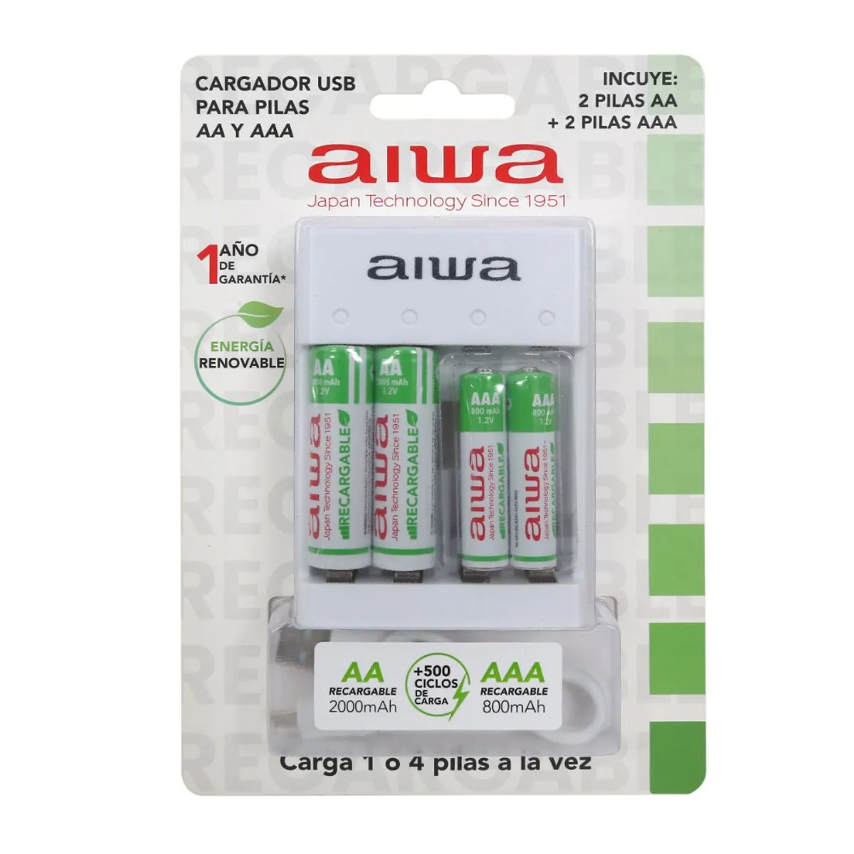 Cargador De Pilas Aa/Aaa Incluye 2Aa/2Aaa Aiwa   1