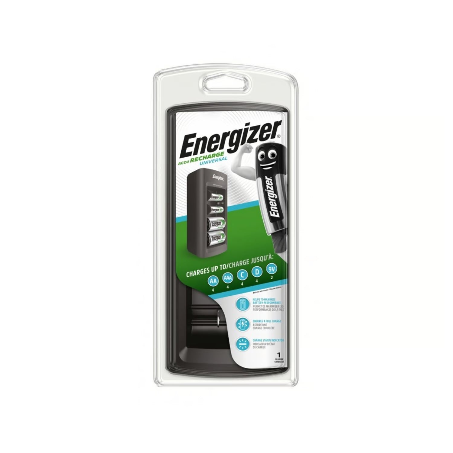 Cargador De Pilas Universal Energizer Aa Aaa C D 9V 3