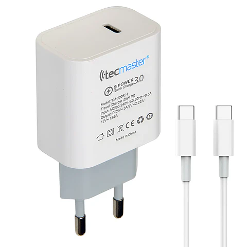 Cargador De Viaje Tipo C Incluye Cable C A C Carga Rapida Tm-200524 Tecmaster