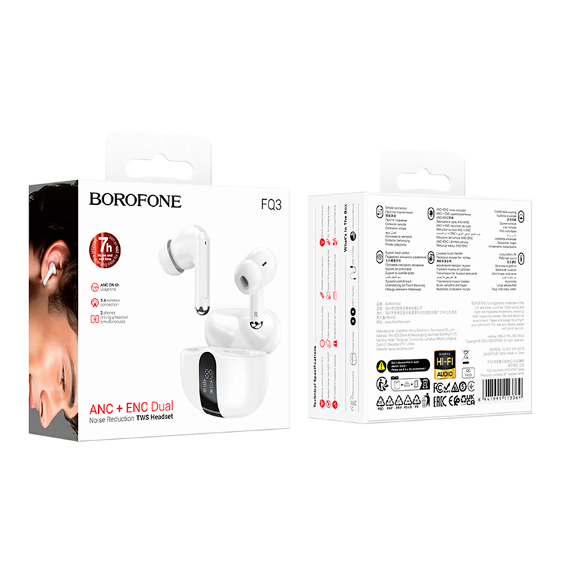 Audífonos Borofone Tws Fq3 Soulmate Anc Blanco – Bluetooth 5.4 Y Anc+Enc 3