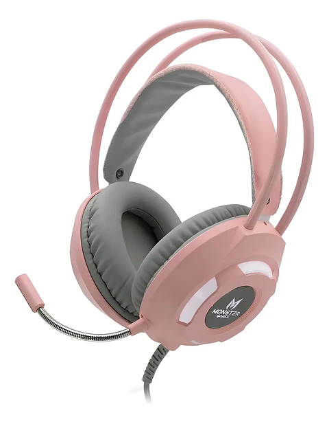 Audifonos Gamer Monster Girl Warm Color Rosado