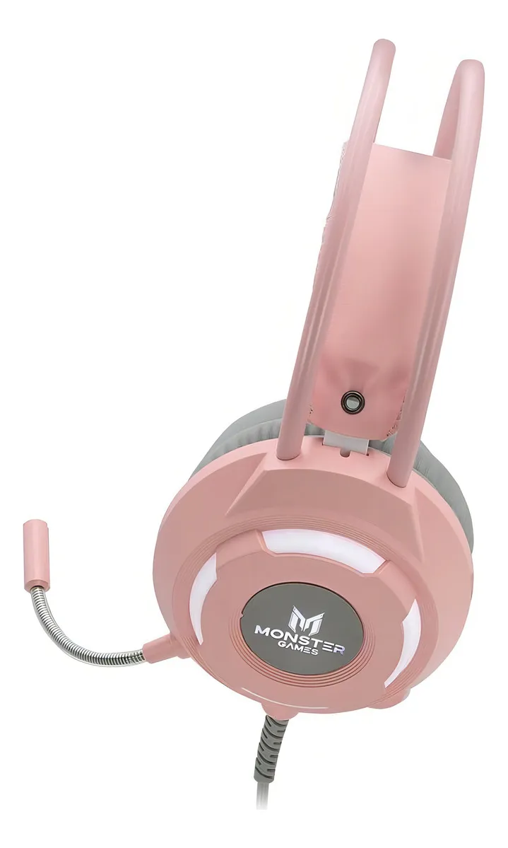Audifonos Gamer Monster Girl Warm Color Rosado 3