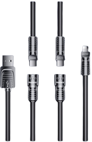Cable De Carga Rápida Rc-C168 60W Black 4 En 1 Remax  1