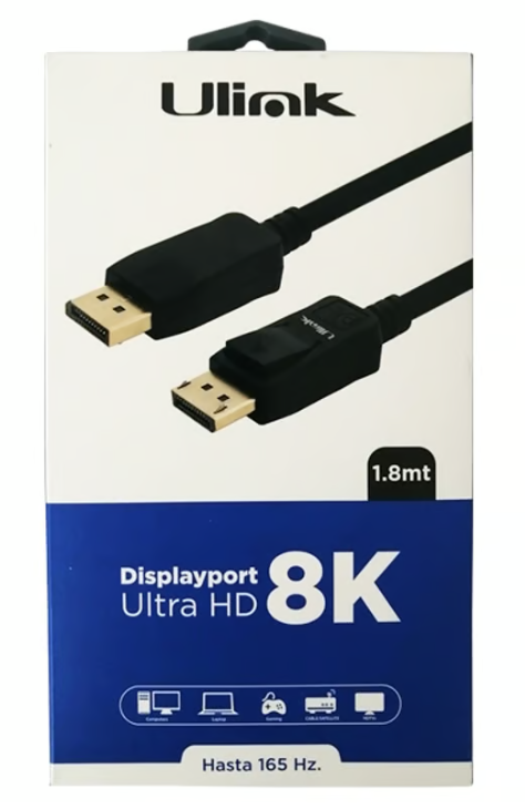 Cable Display Port Ultra Hd 8K Macho - Macho Ulink 3