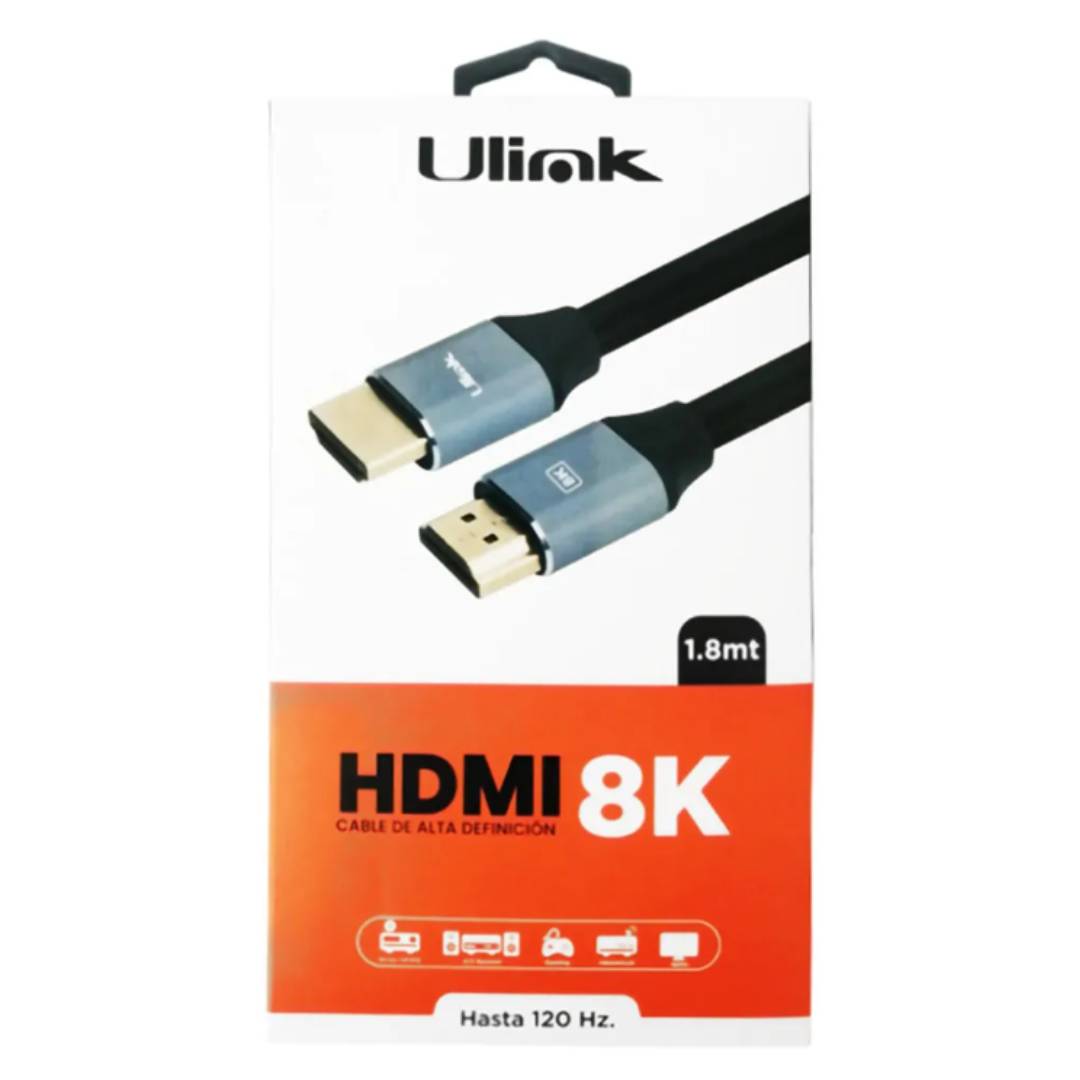 Cable Hdmi A Hdmi 1,8Mts V2,1 8K 60Hz Negro Ulink  2