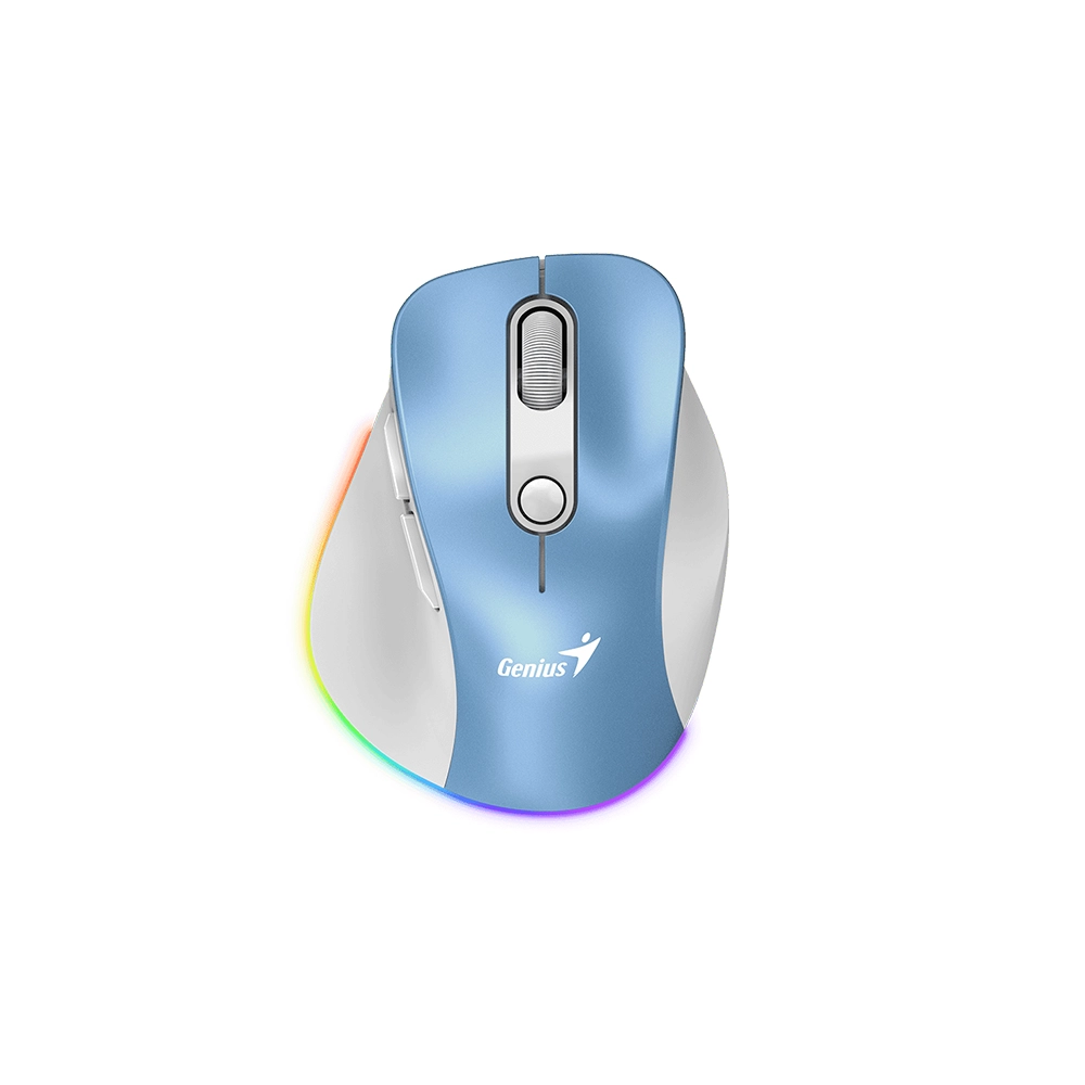 Mouse Inalámbrico Genius Mini Ergo 9000S Pro, Color Celeste 1