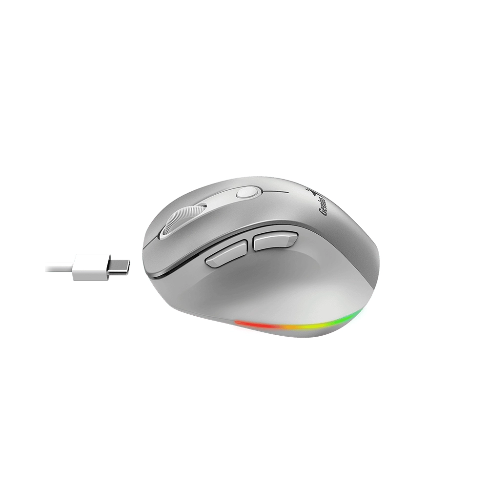 Mouse Inalámbrico Genius Mini Ergo 9000S Pro, Color Plata 2