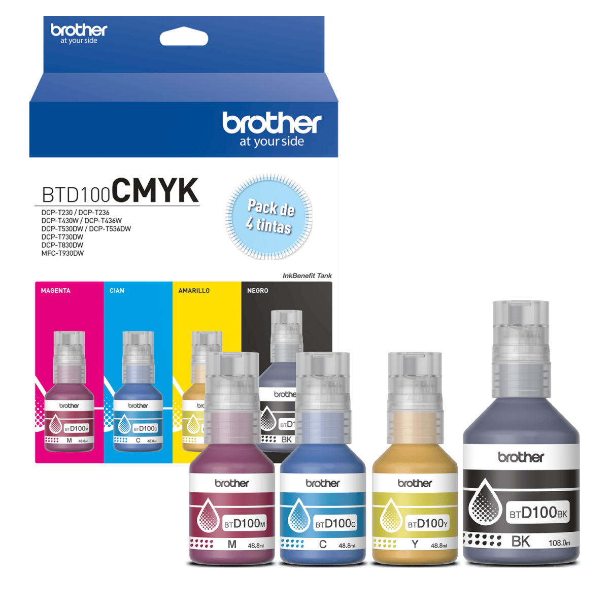 Pack 4Tintas Brother Btd100 Original  1