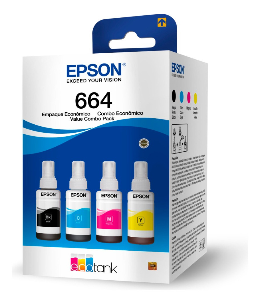 Pack Tinta Epson T664 Original (Bk-C-M-Y) 2