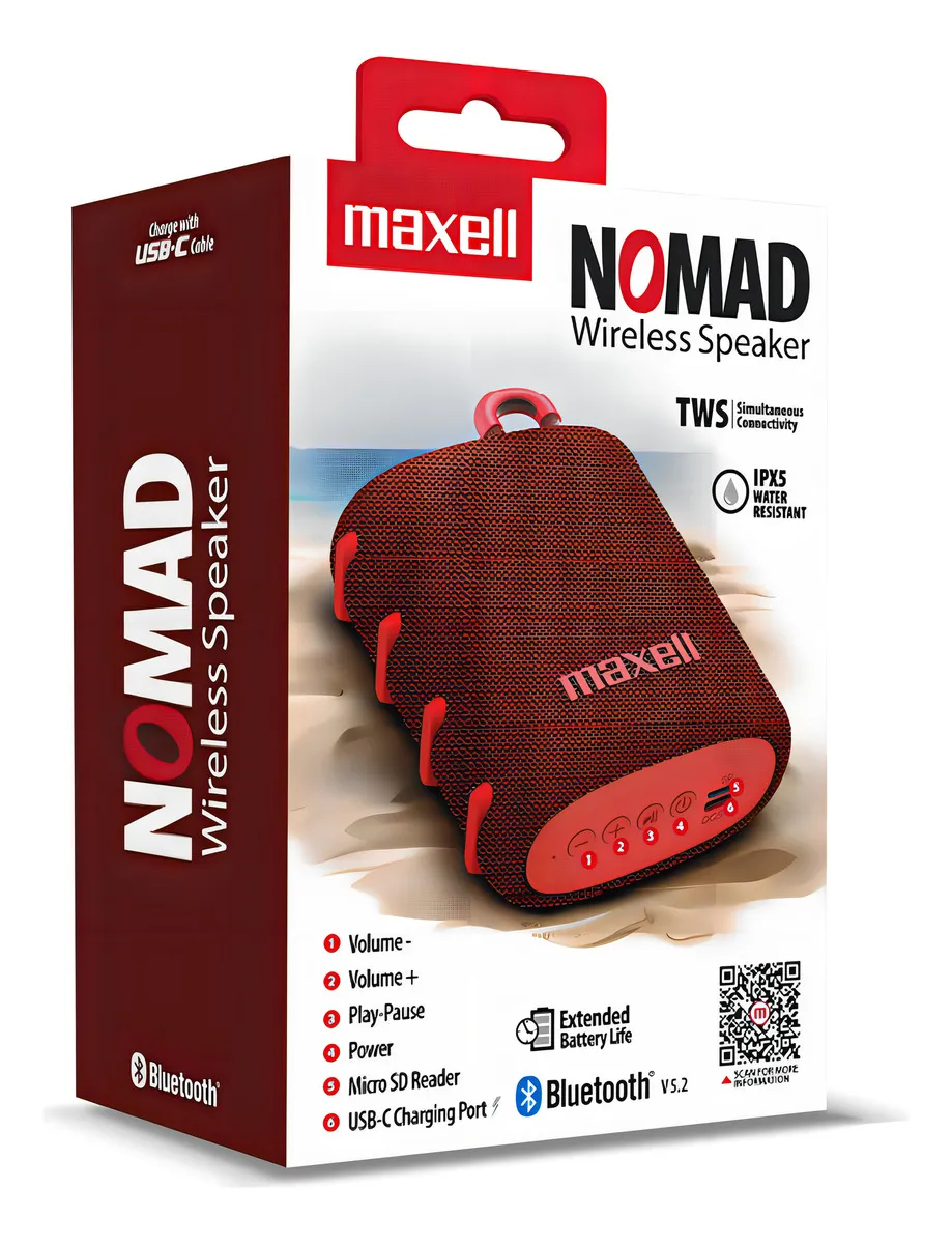 Parlante Bluetooh Nomad Red Maxell 3