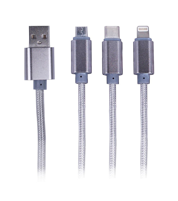 Cable 3 En 1 C/Micro Usb/Iphone/Tipo C Metálico 79Plc21522 Philco 1