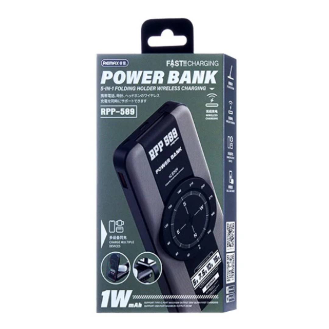 Batería Externa 10000Mah Magneto 5 En 1 Gray Wireless Rpp-589 Remax 2