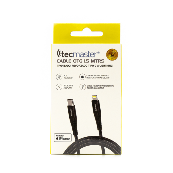 Cable Reforzado Black Tipo-C A Lightning Iphone Tecmaster 4