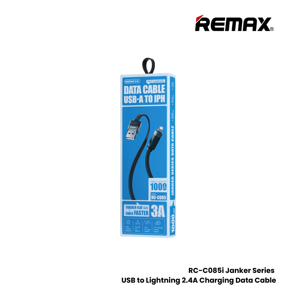 Cable Usb A Lightning Rc-085 1Mt 3A Black Remax  2