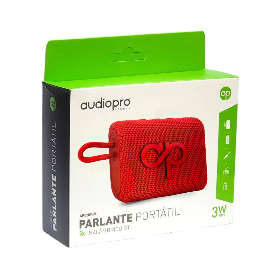Parlante Portátil Inalámbrico Radio Fm Rojo Audiopro 2