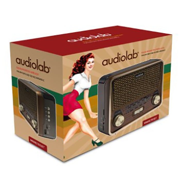 Parlante Radio Mini Retro Audiolab Inalámbrico Am/Fm 2