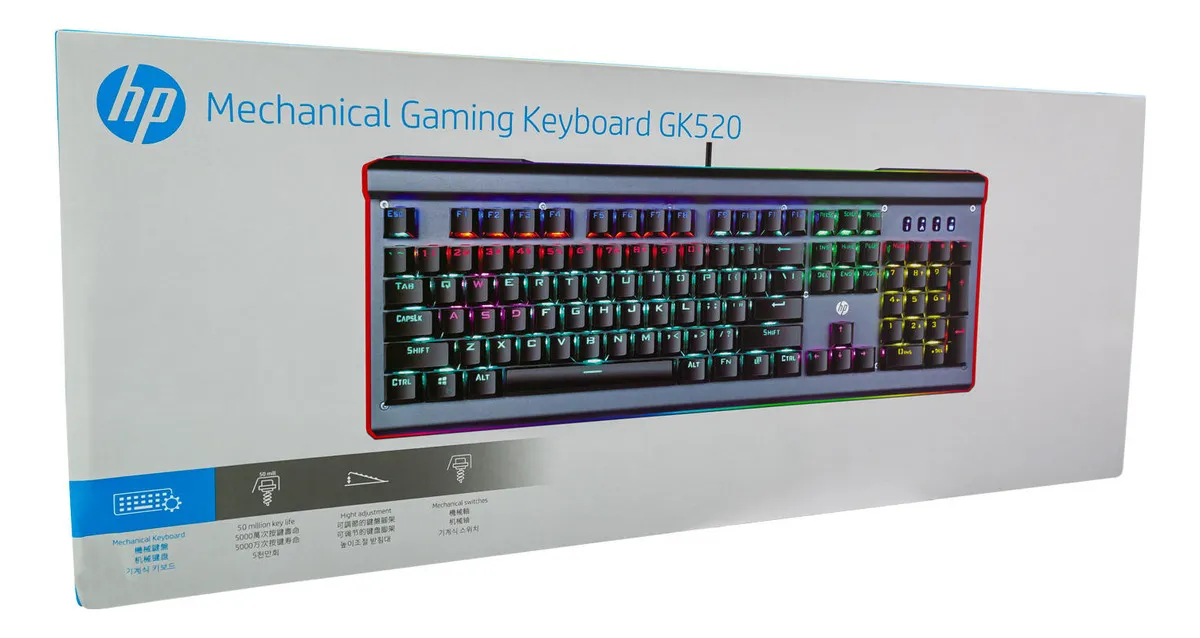 Teclado Gamer Hp Gk520 Mecánico Rgb   2
