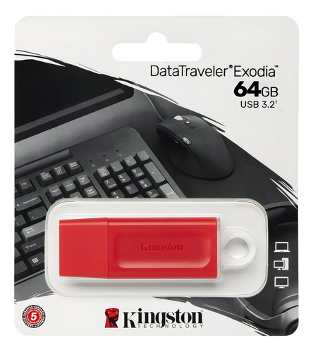 Pendrive Kingston Data Traveler Exodia 64Gb Usb 3.2 Rojo 4