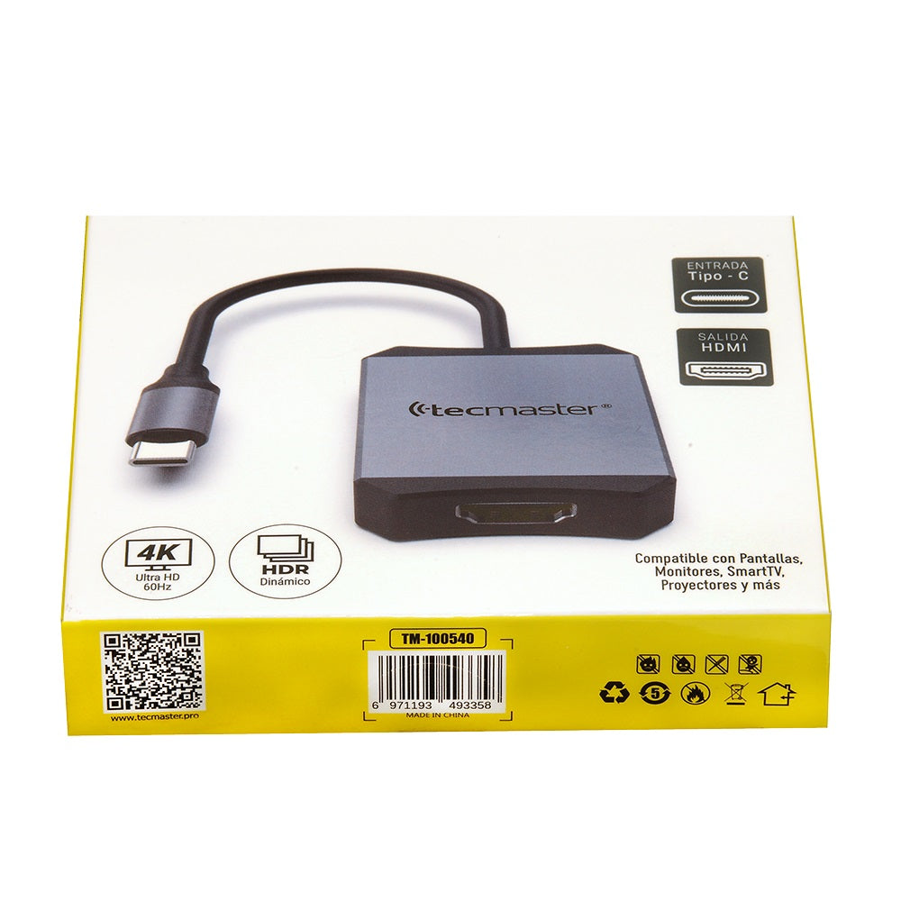 Adaptador Type-C Macho A Hdmi Hembra 4K Carcasa Aleación Aluminio Tecmaster 3