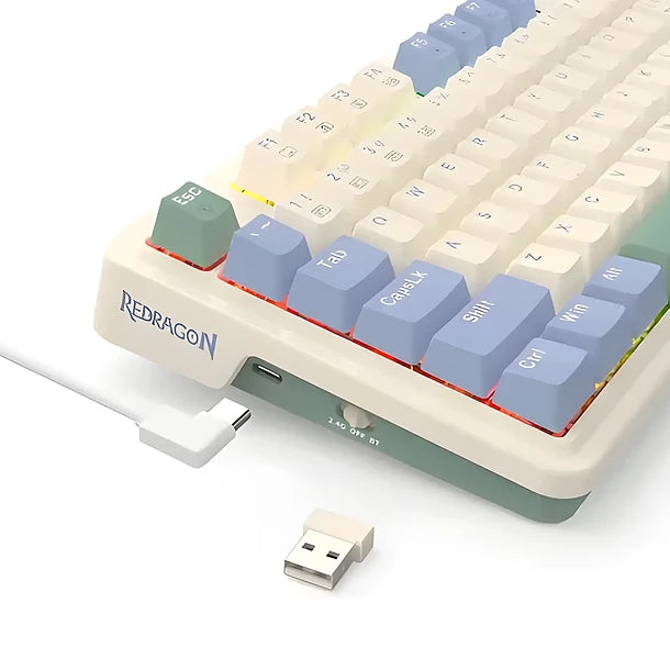 Teclado Mecánico Redragon Ucal Pro K673 Rgb Inalámbrico Beige Sw Red 3