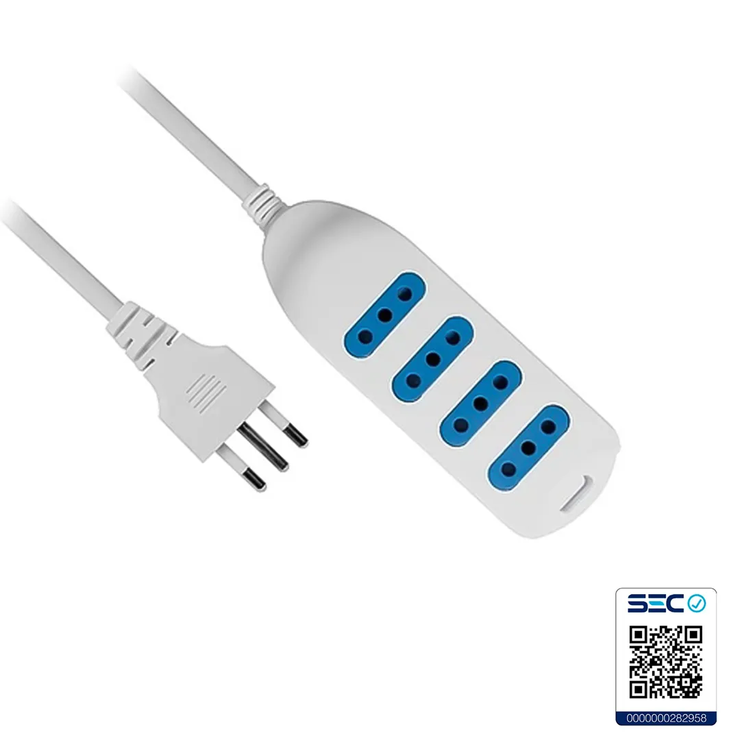 Alargador Multiple Xt52 4 Pos 5Mts Blanco 1450B Philco 1