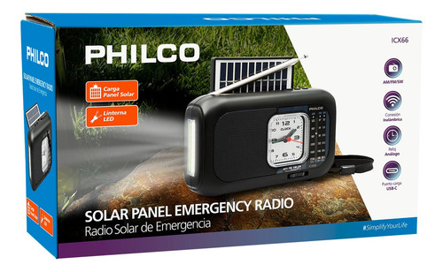 Radio Solar De Emergencia Bt-Am/Fm/Sw Philco Icx66 Negro Negro 5