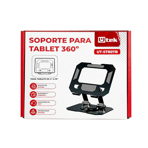 Soporte De Metal Para Tablet Con Altura Y Rotación Mod. Ut-St80Tb