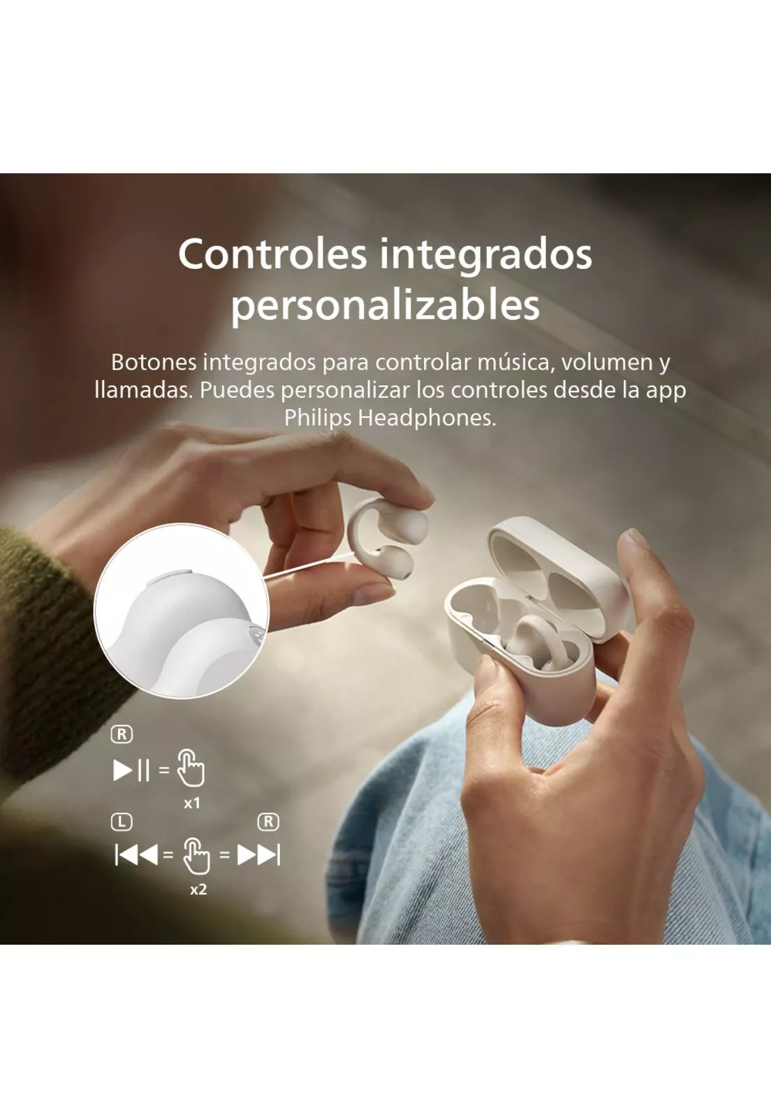 Audifono Bluetooth De Oido Abierto Taq2000 Blanco Philips  3