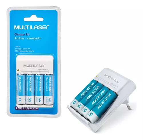 Cargador Kit + 4 Pilas Aa 2500 Mah Multilaser 4