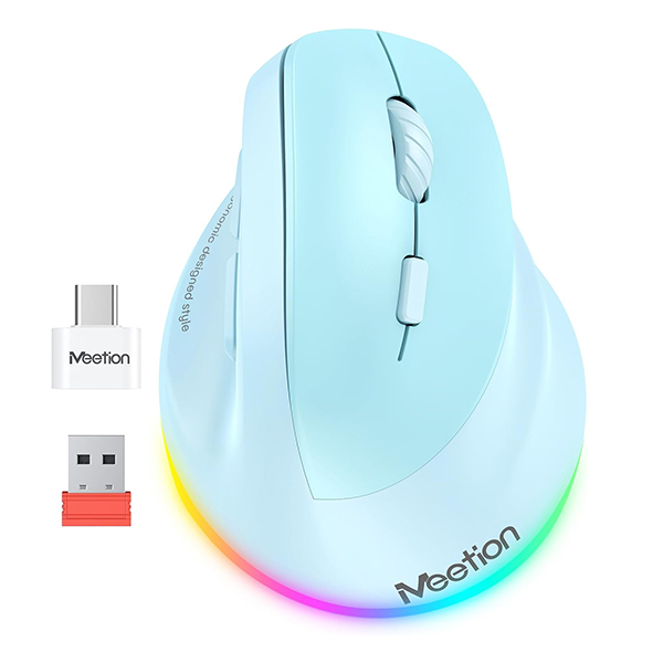 Mouse Wireless Ergonomico Mt-Btm010R Azul Meetion 1