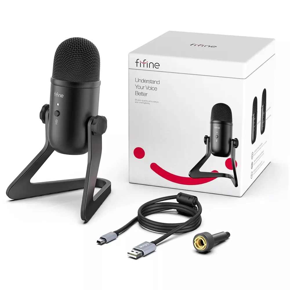 Microfono Condensador Usb Negro K678 Fifine 3