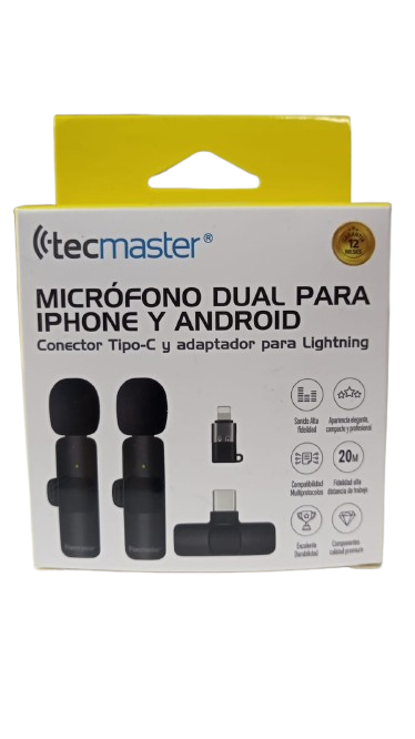 Micrófono Dual Para Iphone Y Android Tm-300527 Tecmaster 1