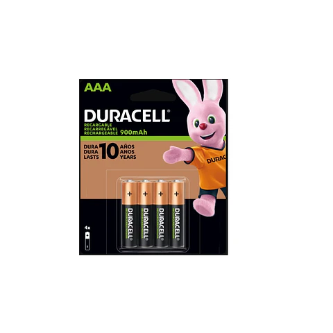 Pila Recargable Duracell Aaa 4 Unidades 900 Mah