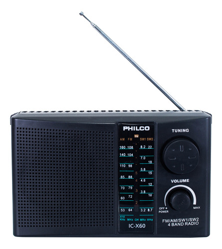 Radio Am Fm Sw1 Philco 4 Bandas Icx60 Negro 1