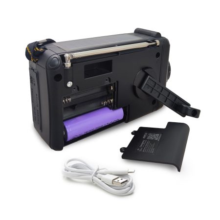 Radio De Emergencia Dínamo Solar Con Lámpara Recargable Black Mlab  2
