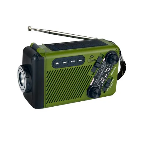 Radio Emergencia Dinamo Solar Lampara Recargable Green Mlab