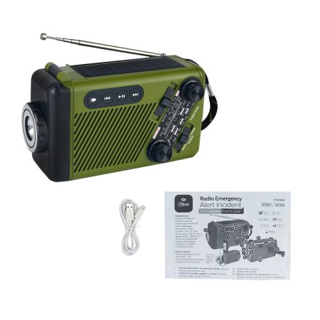 Radio Emergencia Dinamo Solar Lampara Recargable Green Mlab 4