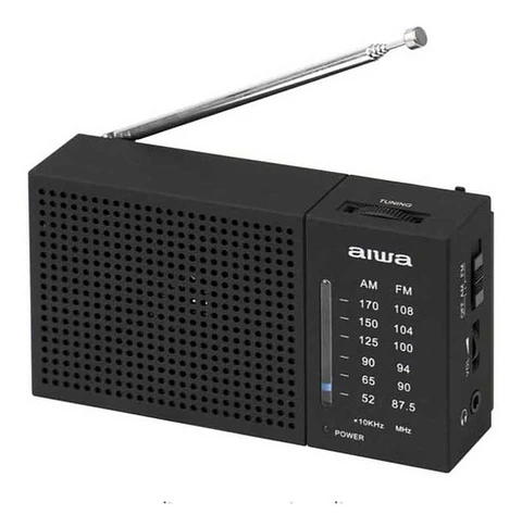 Radio Fm/Am Portátil Aiwa Aw Lr234Am-Fm, Funciona Con Pilas, Color Negro