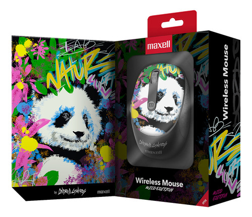 Mouse Inalámbrico Maxell Diseño Wild 4000Dpi Usb/Usb-C Panda Celeste 3