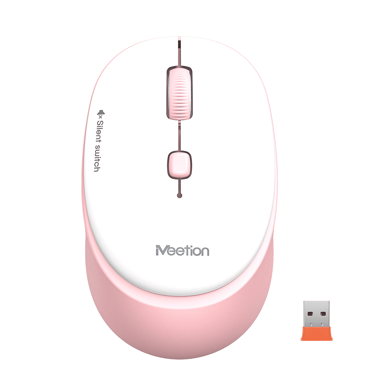Mouse Inalámbrico Meetion Mt-R571 Silencioso Blanco/Rosa 1