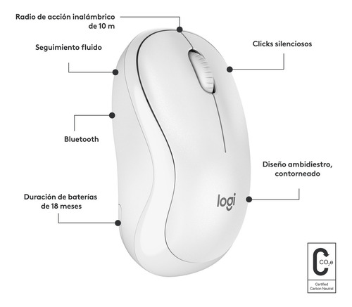Mouse Logitech M240 Silent Inalámbrico Blanco 7