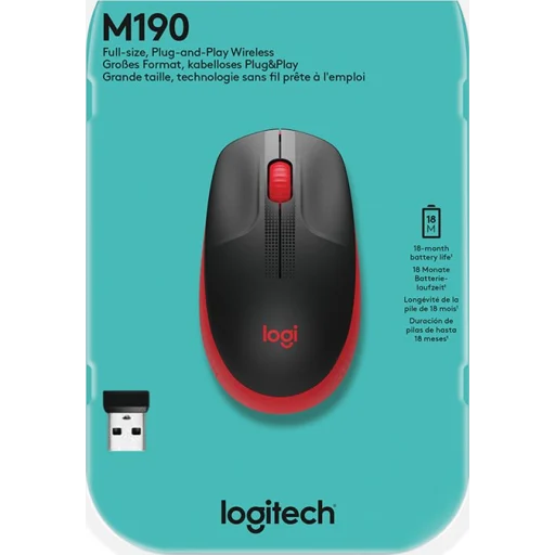 MOUSE INALAMBRICO M190 ROJO LOGITECH 1