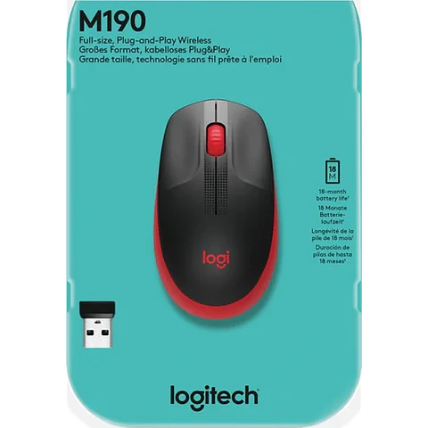 MOUSE INALAMBRICO M190 ROJO LOGITECH
