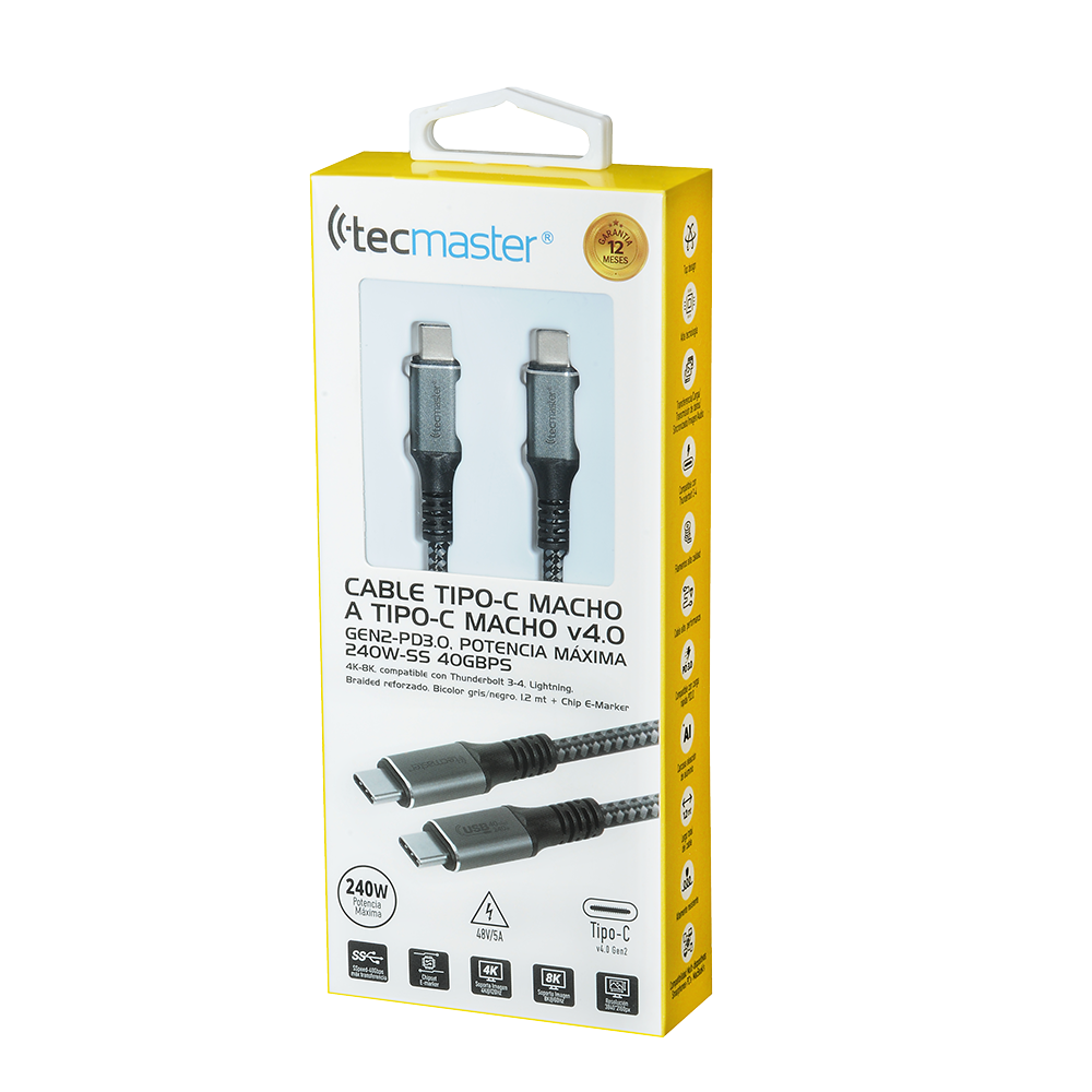 Cable Braided Reforzado 1,2 Mts Super Speed Type-C A Type-C 2